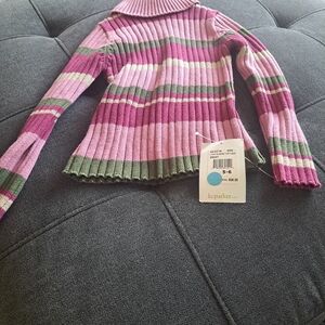Parker Pink and Green Striped Kids Sweater